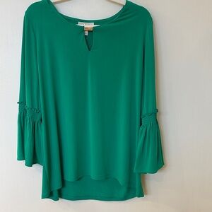 Dana Buchman Green Flared Sleeve Blouse
